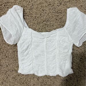 Elegant White Ruched Blouse